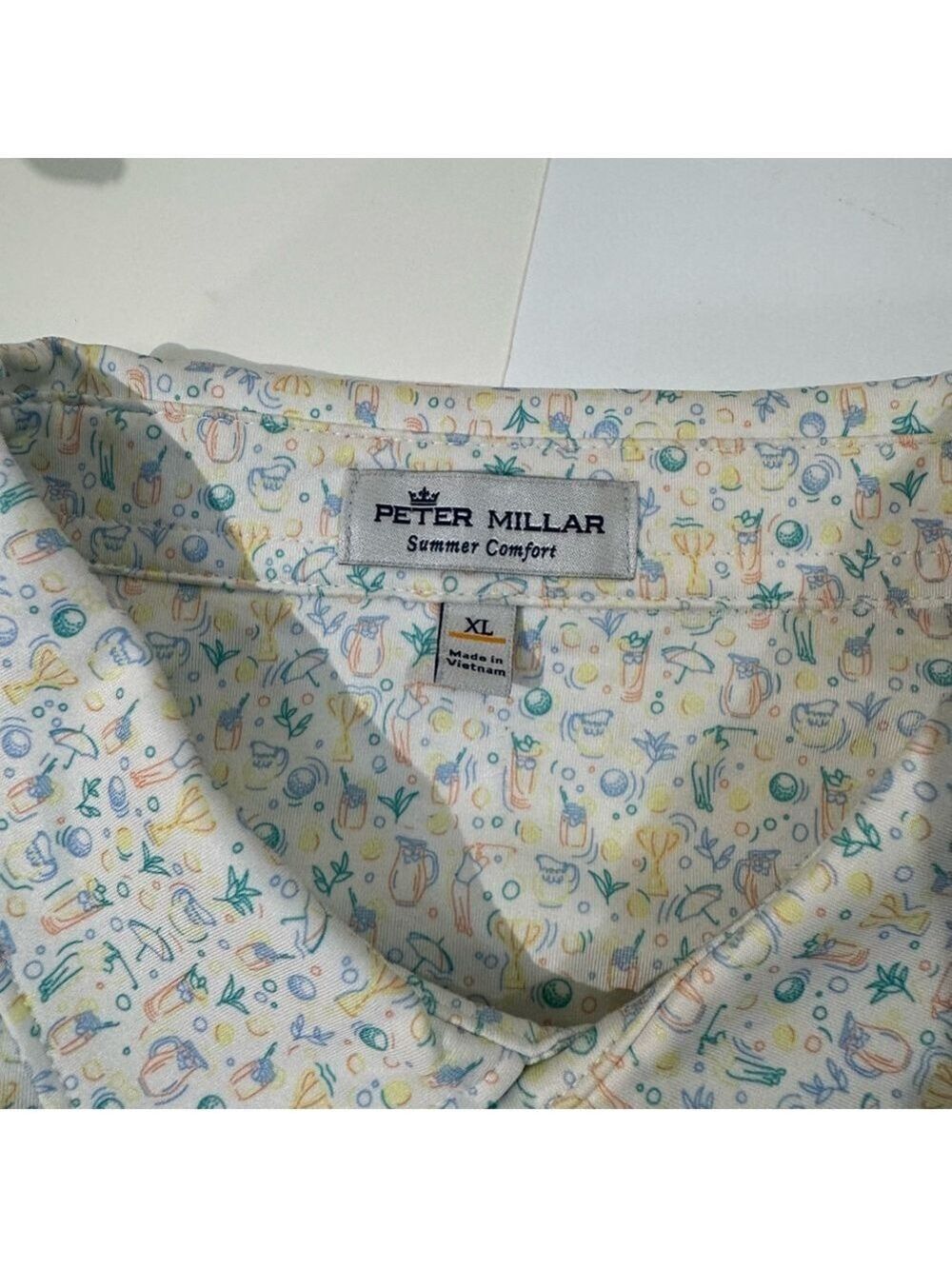 Peter Millar Golf Motif Print Summer Comfort Performance Polo/Golf Shirt XL - Picture 4 of 6